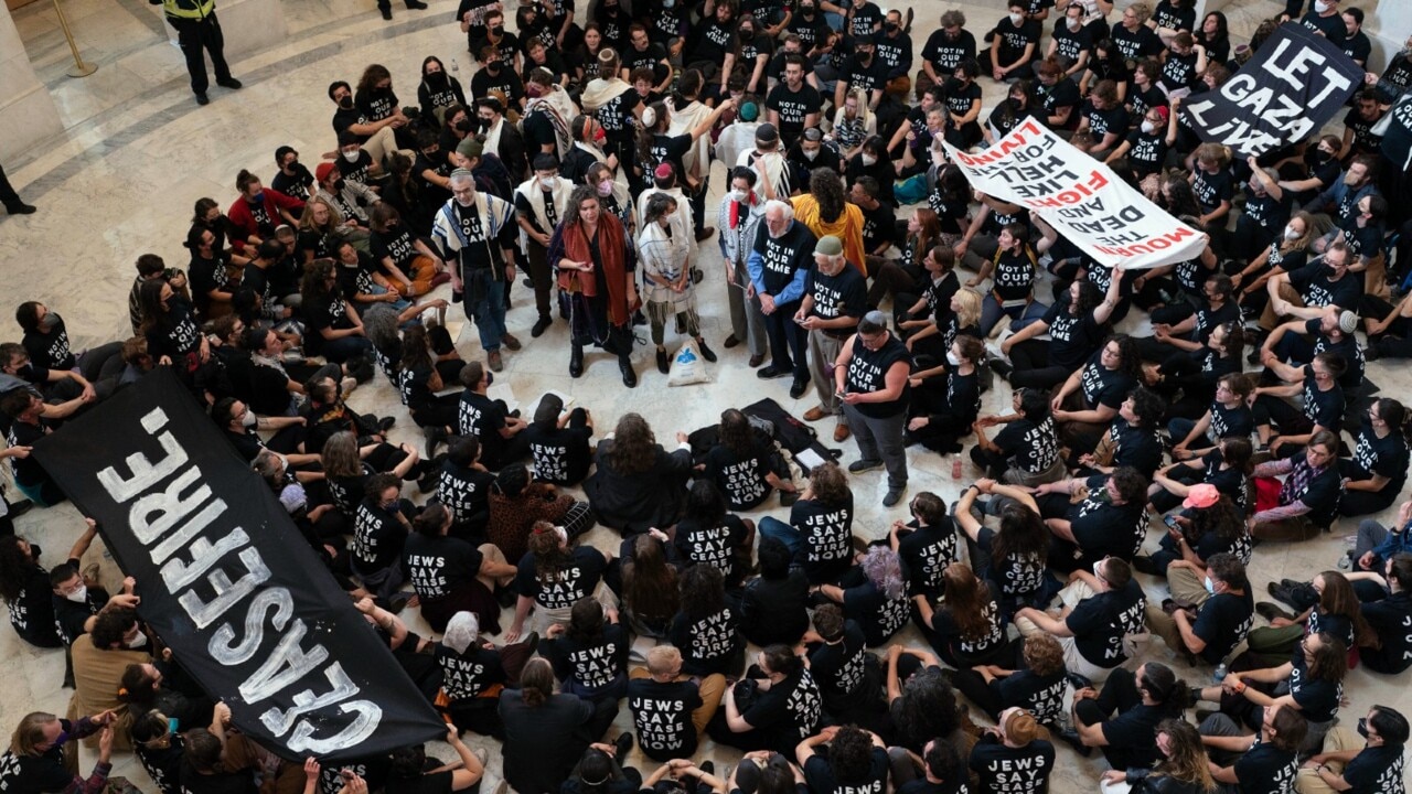 Jewish groups gather in the US Capitol to call for a ceasefire in Gaza