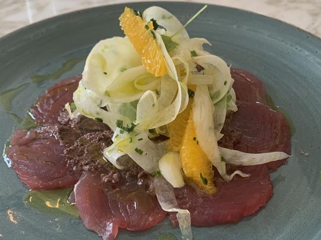 The tuna carpaccio at Cafe Giorgio.