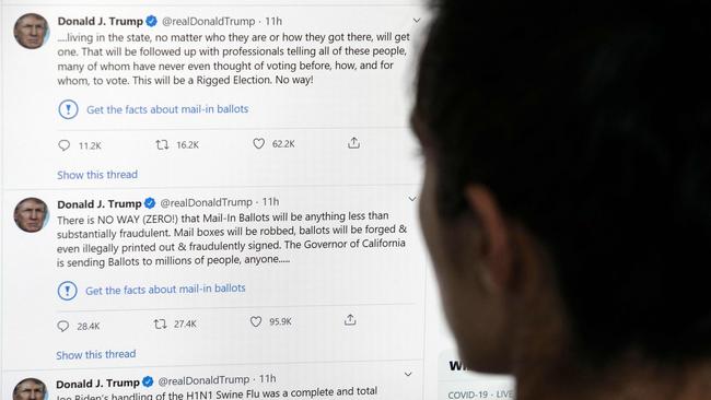 Donald Trump’s Twitter feed is often inflammatory, regularly misleading and highly effective in communicating his message with Americans. Picture: AFP