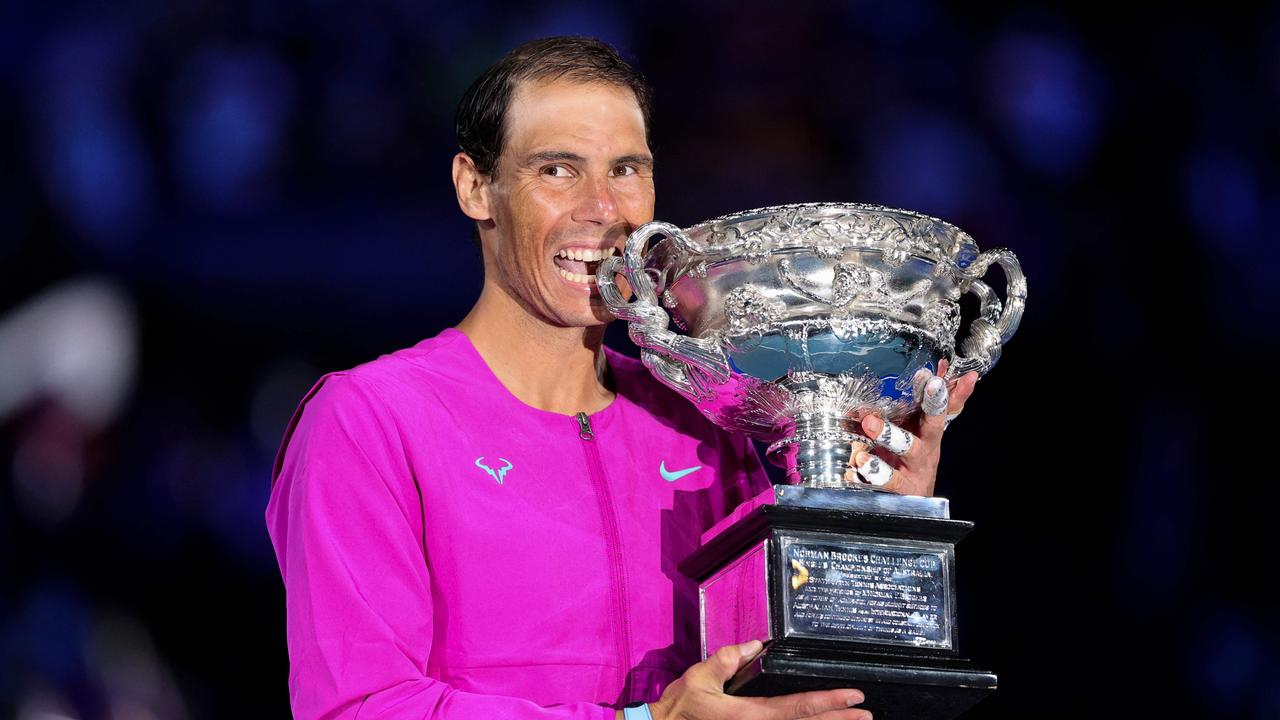 Spain's Rafael Nadal celebrates No. 21.