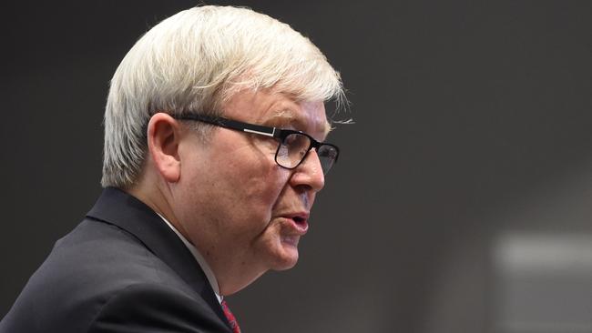 Kevin Rudd, once labelled Donald Trump a “traitor to the West” and “the most destructive president in history”. Picture: AAP Image/Dean Lewins