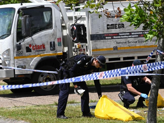 Police at the scene on Tuesday. Picture: Lyndon Mechielsen