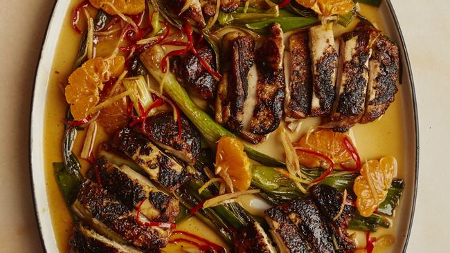 Yotam Ottolenghi &amp; Noor Murad’s blackened chicken with caramel. Picture: Supplied