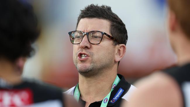 SYDNEY, AUSTRALIA - JUNE 16: Josh Carr, Assistant Coach of the Power during the round 14 AFL match between Greater Western Sydney Giants and Port Adelaide Power at ENGIE Stadium on June 16, 2024 in Sydney, Australia. (Photo by Jason McCawley/AFL Photos/via Getty Images)