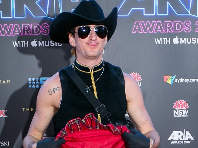 ***WARNING - GRAPHIC CONTENT******PICTURE PURCHASED FOR DT WEB USE*** Kirin J. Callinan FLASHES HIS PENIS on Red Carpet at ARIA Awards, Star City, Sydney. The photographers and media were left SHOCKED as Kirin J. Callinan repeatedly lifted his kilt to flash his penis at the male and female members of the press.MUST CREDIT - Picture: Splash News