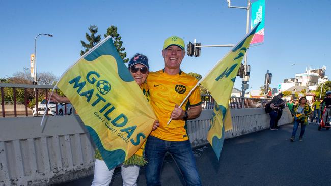 Fans ahead of the World Cup Matilda's v Sweden match at Suncorp Stadium. Photo - Stephen Archer