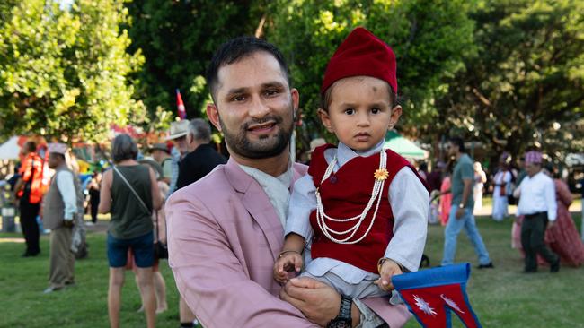 Santosh Amgain and Saathik Amgain at the 2024 Darwin Nepalese Festival. Picture: Pema Tamang Pakhrin