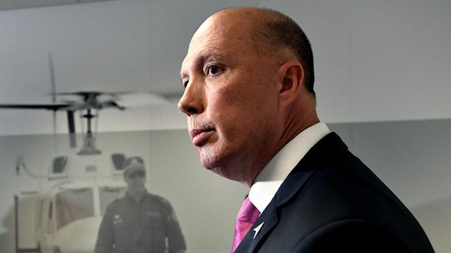 Home Affairs Minister Peter Dutton in Brisbane yesterday. Picture: AAP