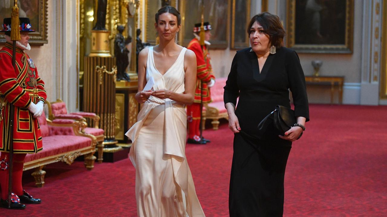 Rose Hanbury (left) arrives through the East Gallery for a State Banquet at Buckingham Palace on June 3, 2019. (Photo by Victoria Jones- WPA Pool/Getty Images)