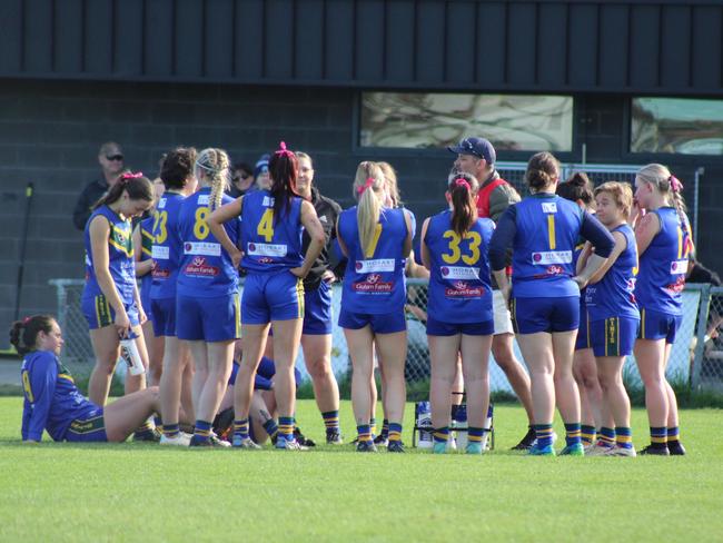 SFLW Community League - Action from Sorell v St Virgils during the annual Pink Sock-Carolyn Birch Memorial Match. Picture: Jake Garland