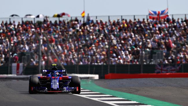 NORTHAMPTON, ENGLAND - JULY 08: Pierre Gasly of France and Scuderia Toro Rosso driving the (10) Scuderia Toro Rosso STR13 Honda on track during the Formula One Grand Prix of Great Britain at Silverstone on July 8, 2018 in Northampton, England. (Photo by Mark Thompson/Getty Images)