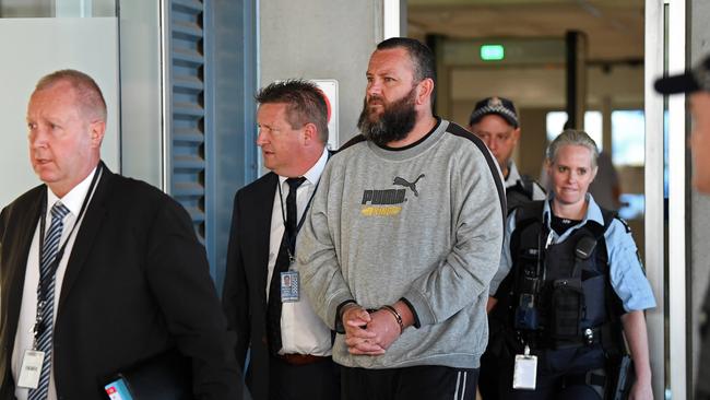 Steven Hainsworth arriving at Adelaide airport after being extradited from Melbourne. Picture: Tom Huntley