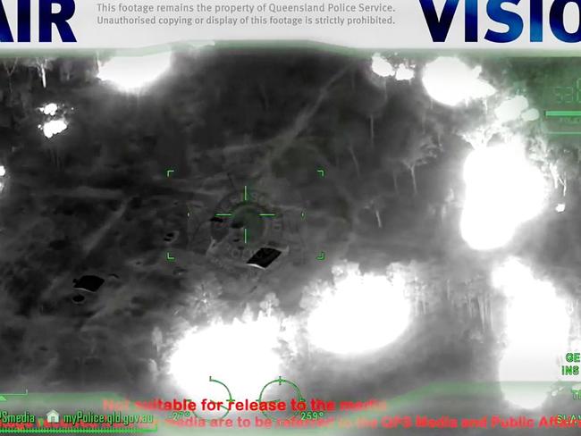 POLAIR vision showing some of the fires deliberately lit to flush out Constable Brough.