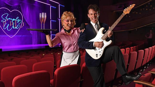 The Wedding Singer actors Nadia Komazec and Christian Charisiou rock the aisles at Her Majesty's Theatre in Adelaide. Picture: Tom Huntley