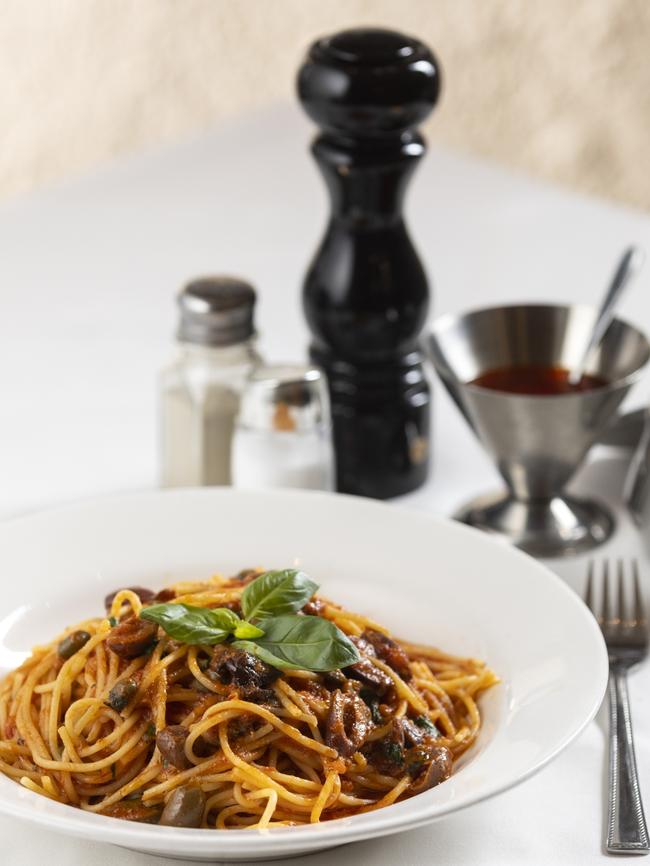 La Tratt’s spaghetti puttanesca. Picture: Ben MacMahon