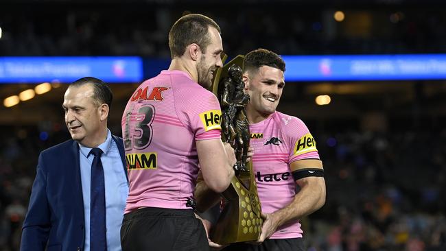 NRL 2024 GF Melbourne Storm v Penrith Panthers - Nathan Cleary Isaah Yeo, celeb. Picture: NRL Photos