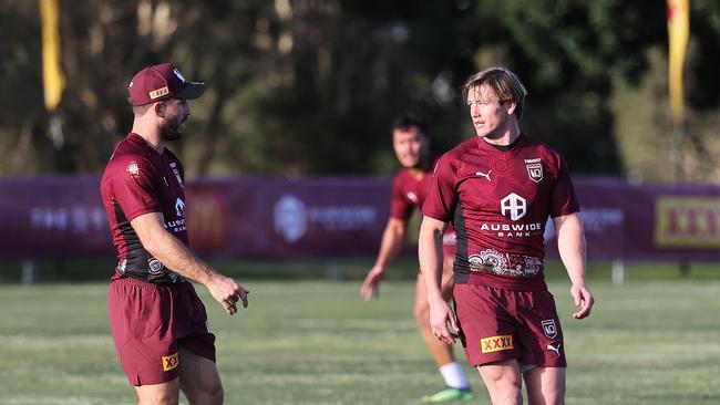 The Blues have struggled to contain Ben Hunt and Harry Grant in recent years, and the Maroons plan to use them to dominate the ruck in Origin. Picture: Nigel Hallett.