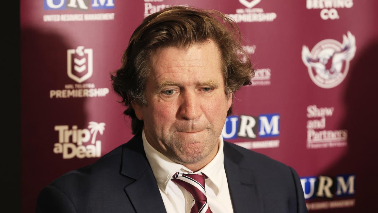 Manly’s Des Hasler is the only coach with a winning record against Craig Bellamy. Picture: Mark Evans/Getty Images