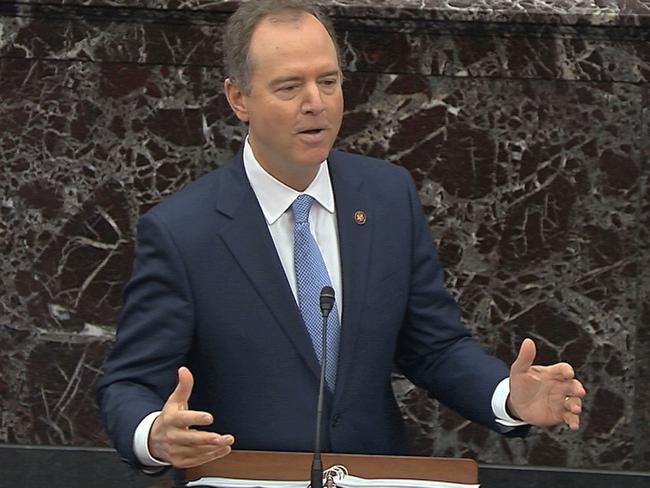 House impeachment manager Adam Schiff, speaks during the impeachment trial against President Donald Trump in the Senate. Picture: AP