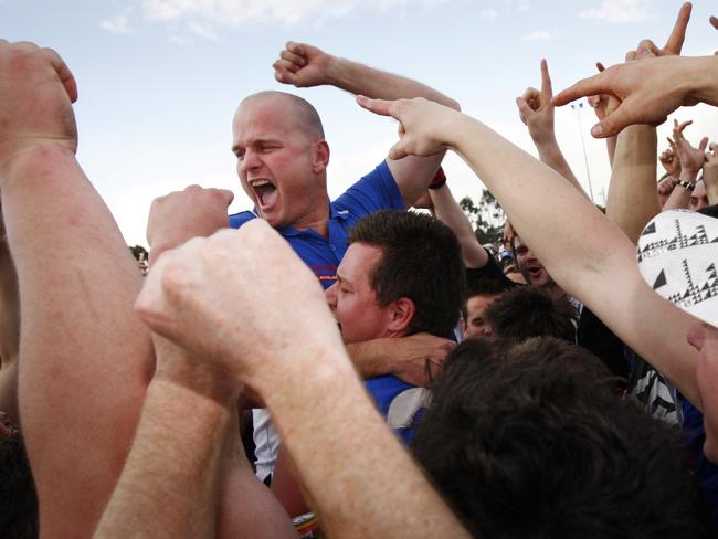 Paris Harvie celebrates South Croydon’s 2009 Division 2 premiership. 