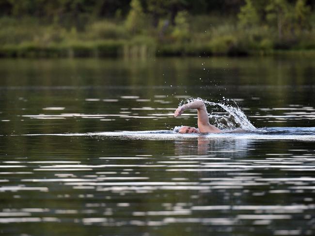 Russian President Vladimir Putin swims during his vacation in the remote Tuva region in southern Siberia. The picture taken between August 1 and 3, 2017. Picture: AFP