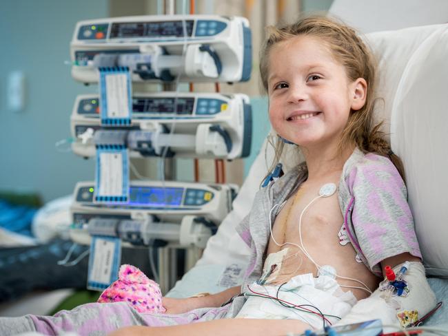 Scarlett recovers after her fourth open heart surgery. Picture: Jake Nowakowski