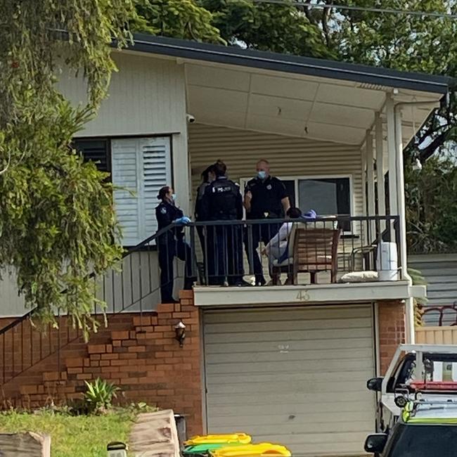 Police at the scene of a suspected stabbing at The Gap in Brisbane. Picture: Brendan O'Malley