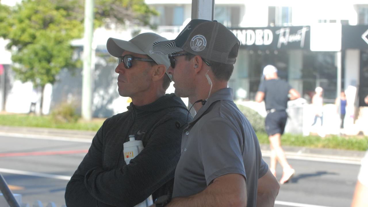 Gary Binet (left) and race director Jason Crowther at the 2022 Sunshine Coast Marathon and Community Run Festival.