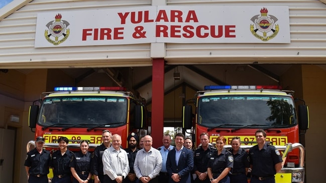 Yulara Fire Station crew with Braitling MLA Josh Burgoyne. Picture: Supplied.