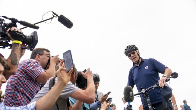 Joe Biden, 79, fell off his bike last month. Picture: Andrew Harnik