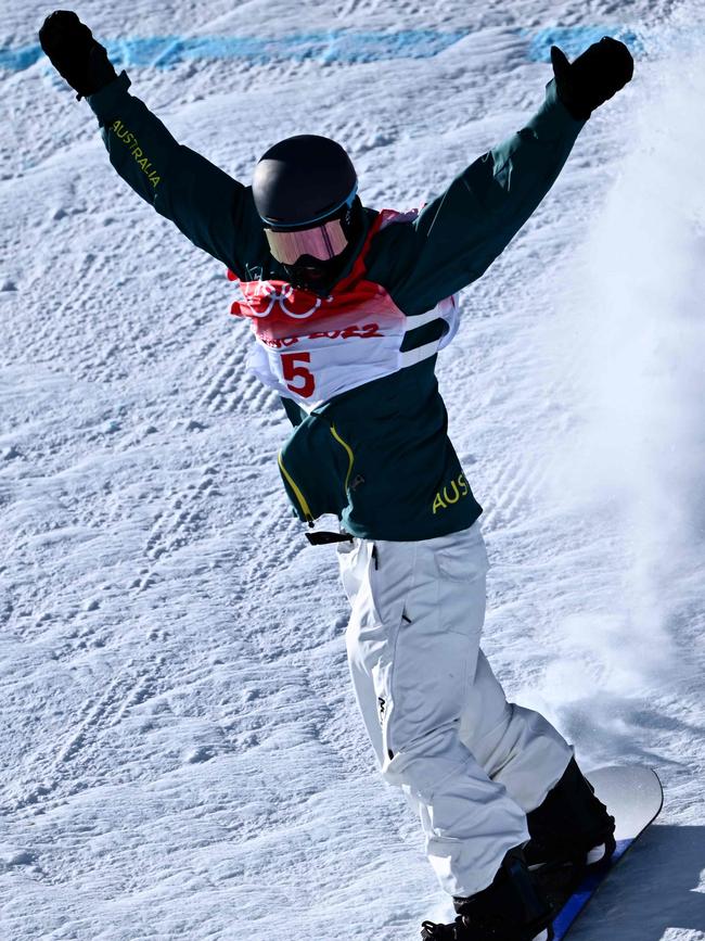 Tess Coady after her bronze medal run. Picture: Marco Bertorello/AFP