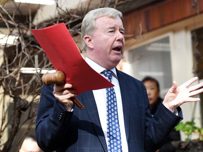 6/7/19 Auctioneer Peter Baldwin in action at the sale of 16 Woodlands Rd East Lindfield, Sydney.  Tracey Nearmy/Sunday Telegraph