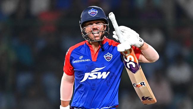 Delhi Capital's David Warner reacts as he walks back to the pavilion Picture: Getty Images