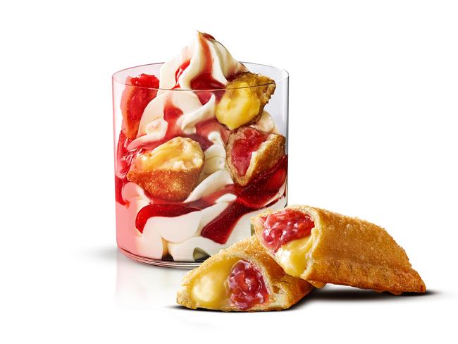 McDonald's new Raspberry &amp; Custard Pie McFlurry and returning Raspberry &amp; Custard Pie. Picture: Supplied