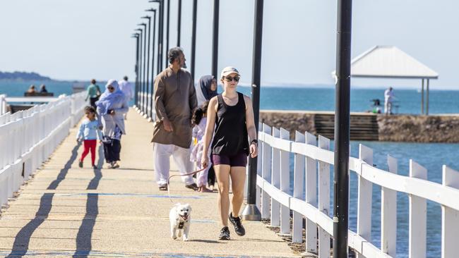 People enjoying the Wynnum foreshore after the lockdown was lifted in July. Picture: Richard Walker