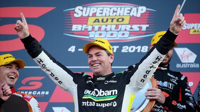 Craig Lowndes after winning his seventh Bathurst crown last year. Picture: Tim Hunter.