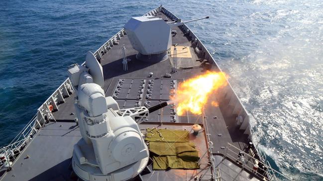 A Chinese PLA Navy fleet with a destroyer conducts a live-fire drill. Picture: Supplied