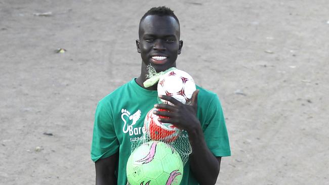 Awer Mabil at the ­Kakuma refugee camp in Kenya. Picture: Njeri Mwangi.