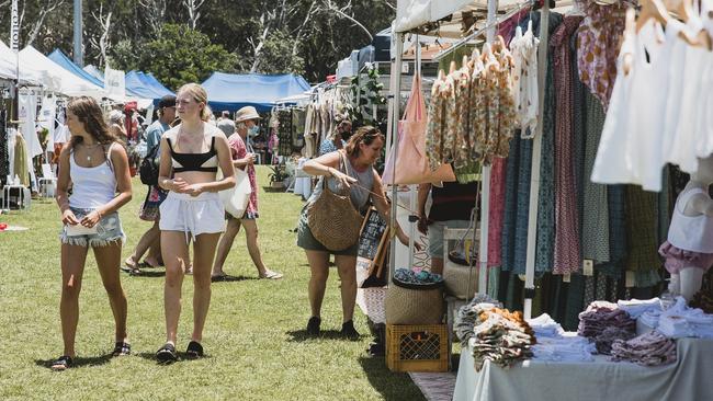 People walking through the Lennox Head Market. Picture: Natalie Grono