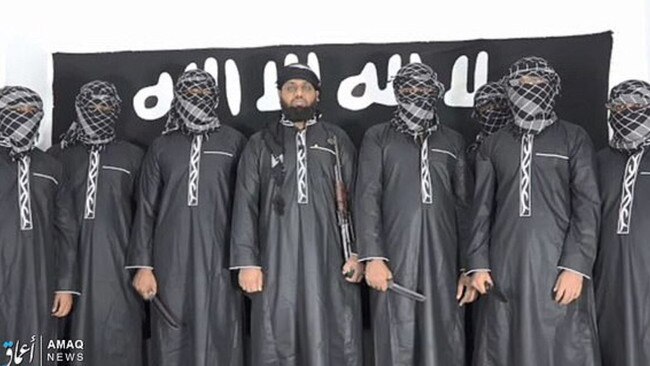 The Islamic State released an image of the suspected Sri Lanka suicide bombers although it is not clear which is Abdul Lathief Jameel Mohamed, who studied in Australia.