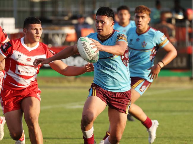 Arama Hau playing for Keebra Park in the Langer Trophy against Palm Beach Currumbin. Picture: Liam Kidston