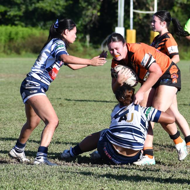 The Herbert River Crushers Women’s team drew 20-20 with Townsville Brothers in a hard-fought contest in Ingham on Saturday. Picture: Cameron Bates