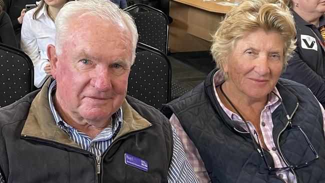 Jan and Neil Beer at the Flood Inquiry public hearing at Seymour, September 14, 2023. Picture: Julieanne Strachan