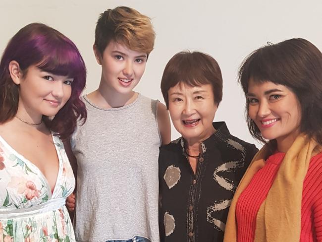 Yumi’s been a famous face for decades now, but has so far resisted the offer of Botox, despite her mum’s passion for beauty. (Pictured here with her mum and two of her four children).