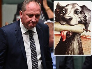 Barnaby Joyce and Henry Lawson's loaded dog. Picture: Supplied.