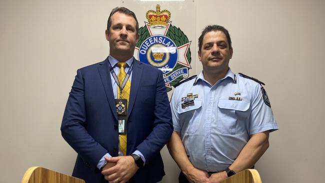 Capricorn Crime Group Detective Acting Inspector Luke Peachey and Youth Crime Taskforce Acting Assistant Commissioner George Marchesini.