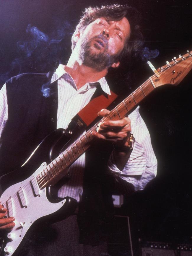 Eric Clapton on stage in 1986. Picture: Terry O’Neill