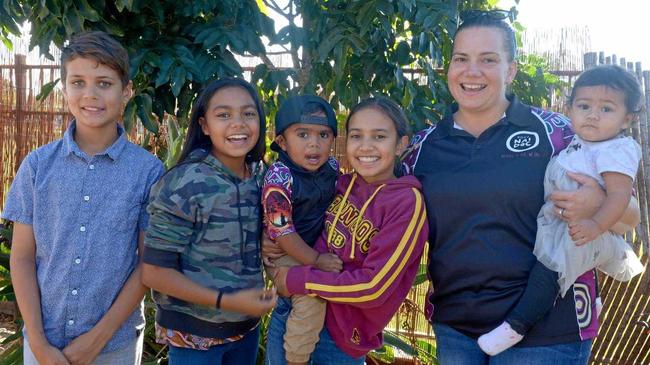 FAMILY DAY: Ja'scha Kelly, Holly Fisher, Gavin Henry Mitchell, Tatum Fisher, Kadie Aascob and Saphire Ryan at yesterday's NAIDOC Week Baby Show. Picture: Jann Houley