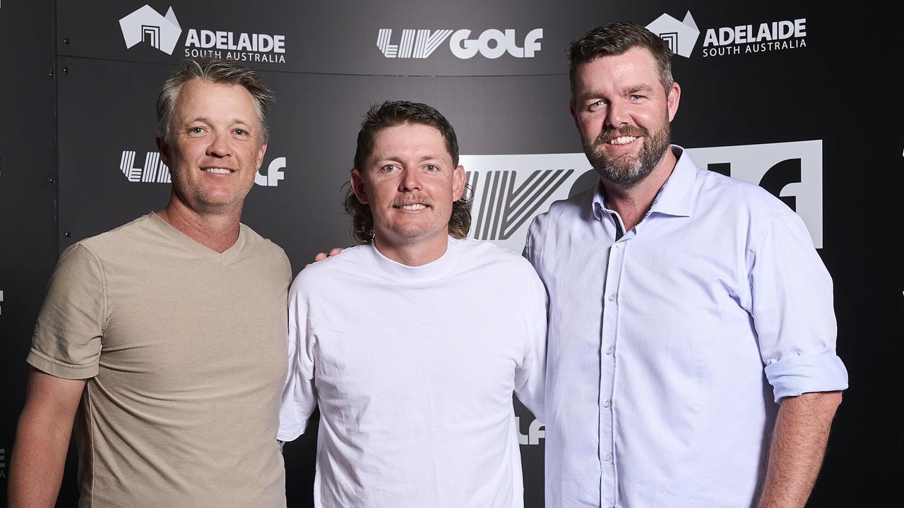 Golfers Matt Jones, Cam Smith and Marc Leishman at the EOS SkyCity party. Picture: Matt Loxton