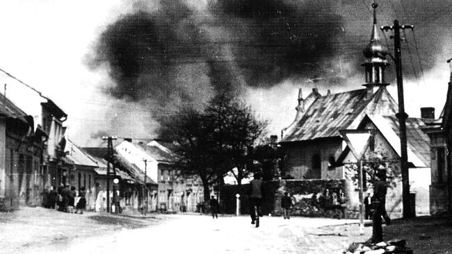 Josef Chromy’s home town of Zdar, in former Czechoslovakia, damaged during World War II. Picture: SUPPLIED